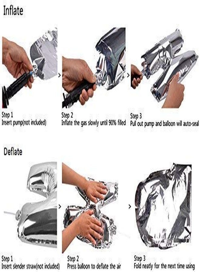 Prokart 16inch Birthday Foil 3 Number Helium Balloon Party Decoration Silver Pack of 1 | 3 No. Balloons Birthday/Anniversary | Three Number - Image 2
